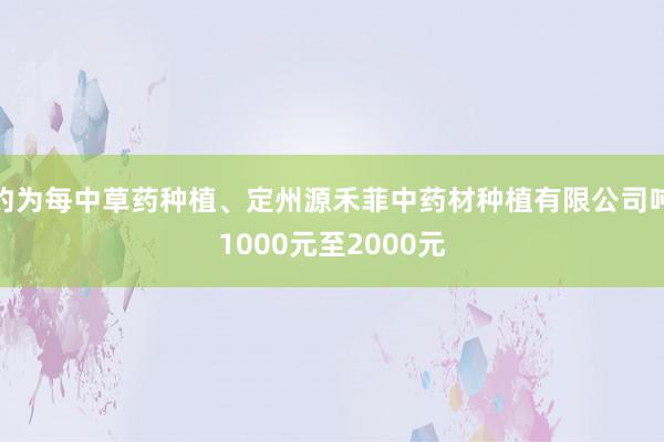 约为每中草药种植、定州源禾菲中药材种植有限公司吨1000元至2000元